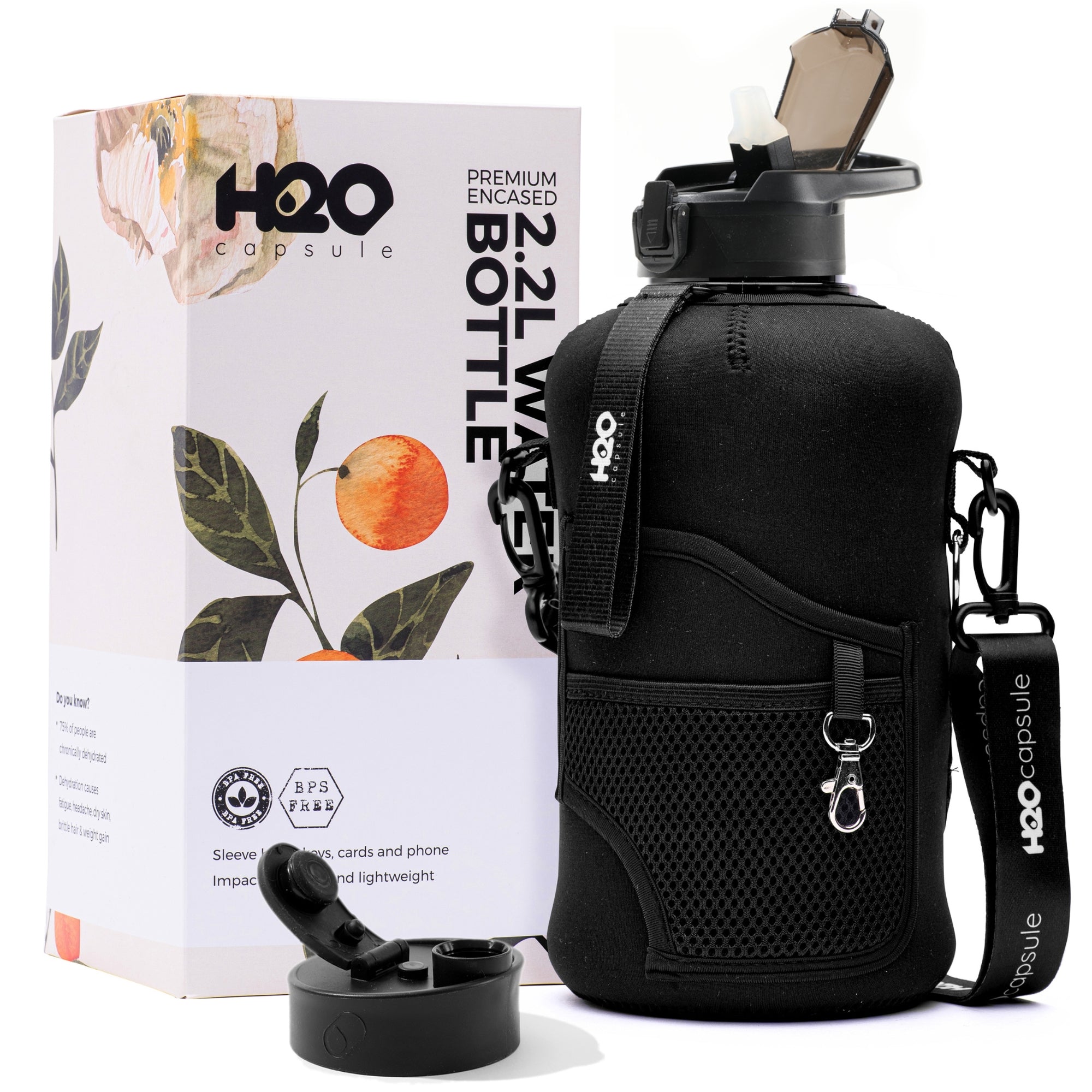 Floral Bloom – Half Gallon Water Bottle With Storage Sleeve – H2O