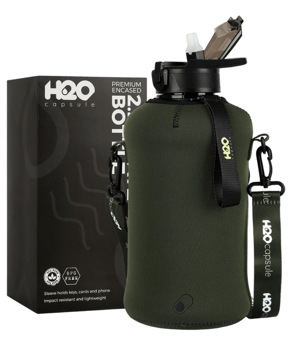 H2O Capsule Inspo Half Gallon Water Bottle with Time Marker and Straw Motivational Hydration Tracker Jug Big BPA-Free Foodsafe L
